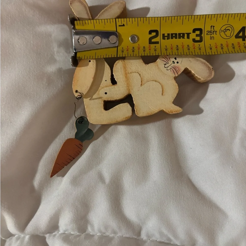Wooden Bunny Decor with hanging Carrot